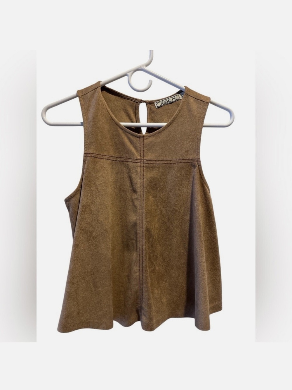 Chloe K Brown Faux Suede Tank Top